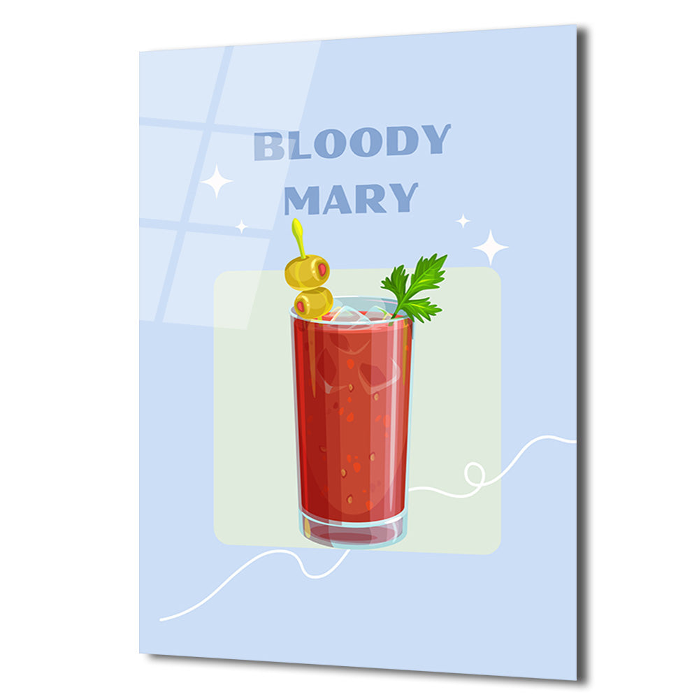 Bloody Mary Kokteyl Cam Tablo - Modern Mutfak ve Bar Dekoru