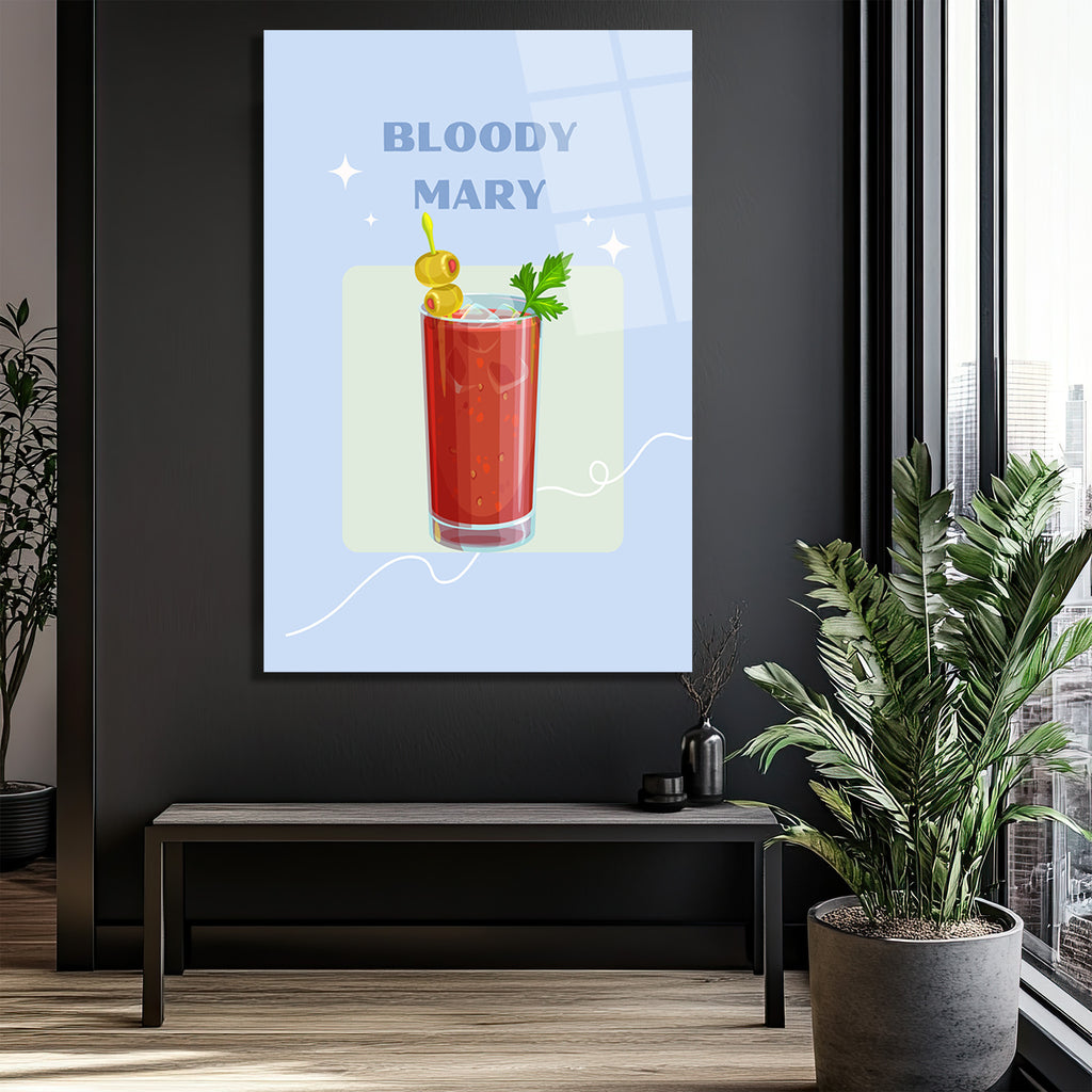 Bloody Mary Kokteyl Cam Tablo - Modern Mutfak ve Bar Dekoru