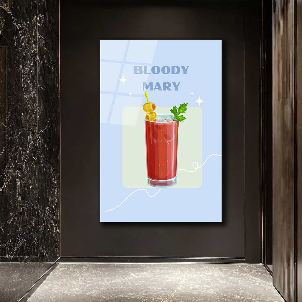 Bloody Mary Kokteyl Cam Tablo - Modern Mutfak ve Bar Dekoru