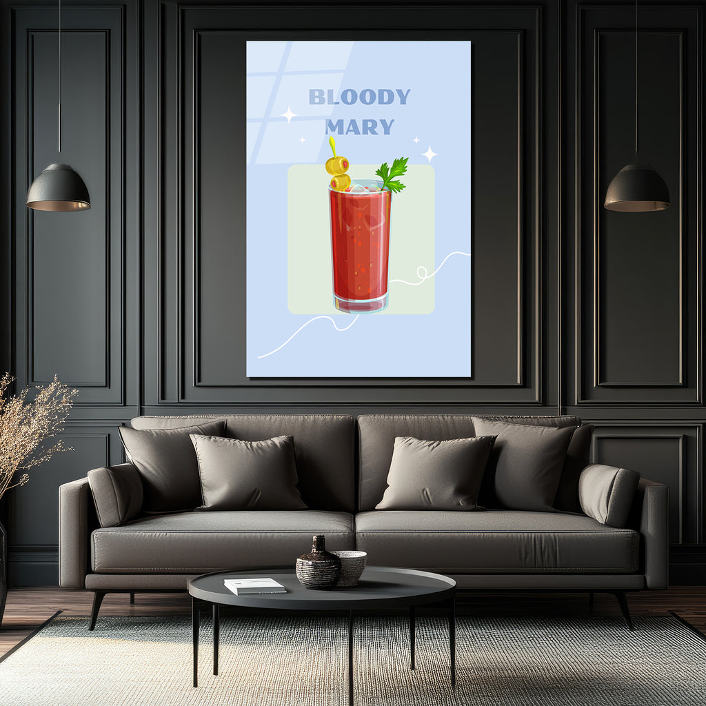 Bloody Mary Kokteyl Cam Tablo - Modern Mutfak ve Bar Dekoru