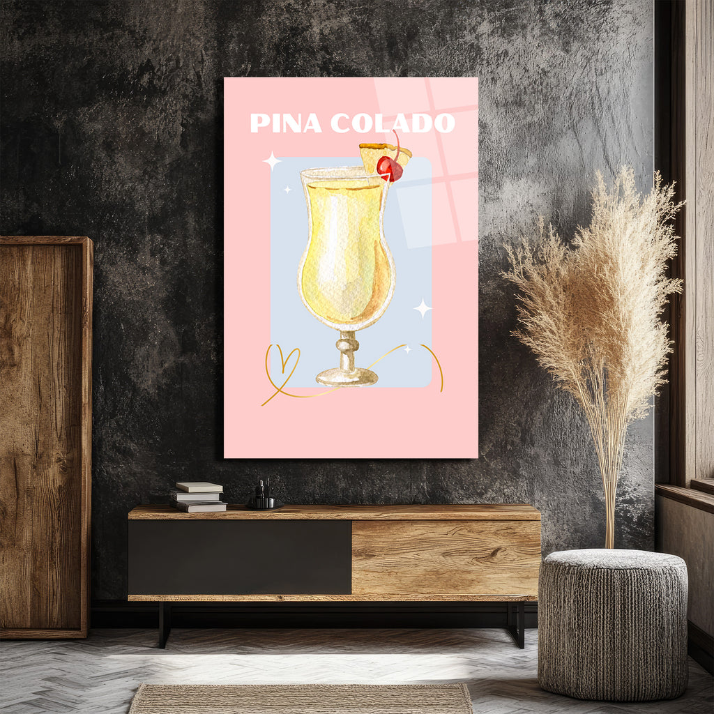 Pina Colada Rüyası: Yaz Esintili Kokteyl Cam Tablo