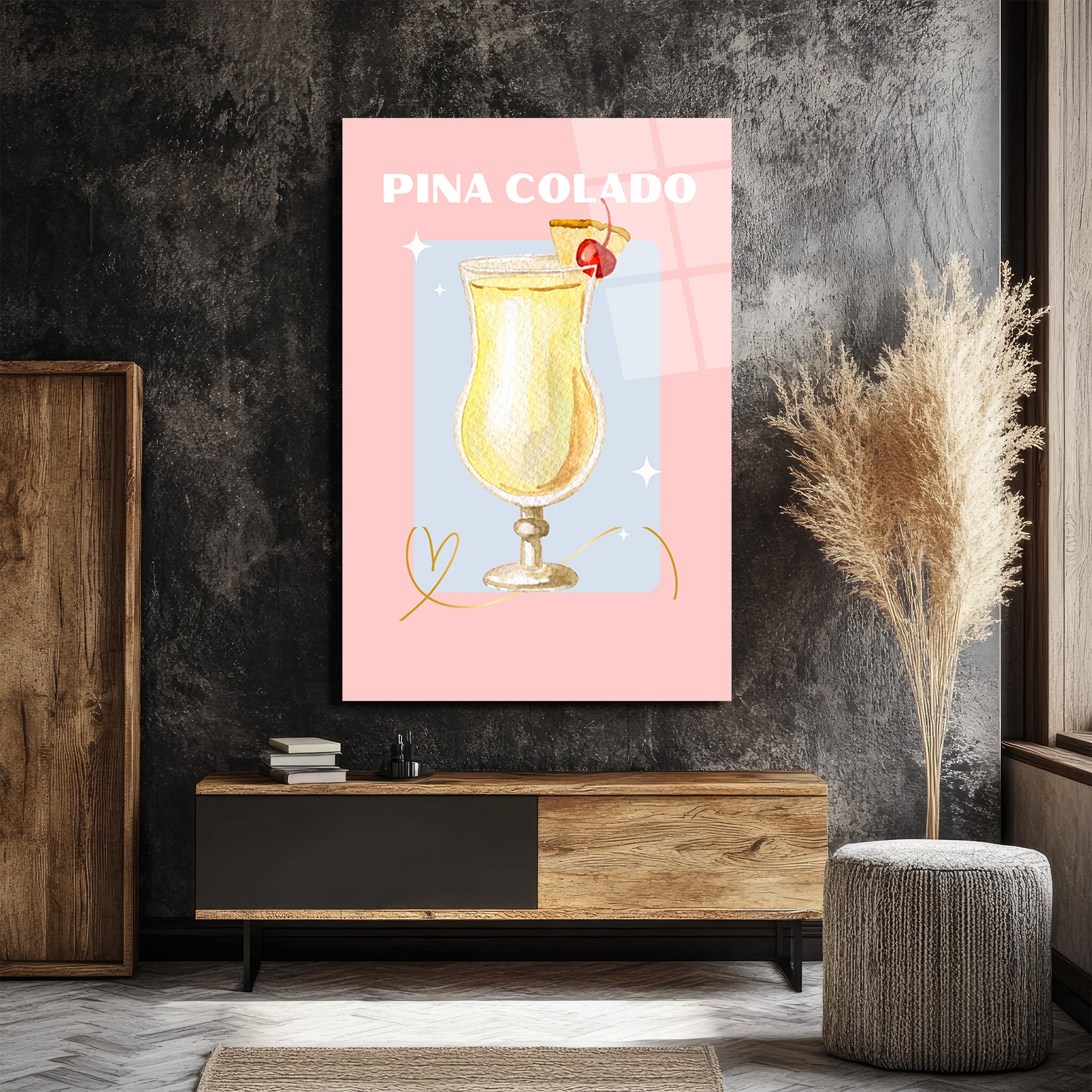 Pina Colada Rüyası: Yaz Esintili Kokteyl Cam Tablo