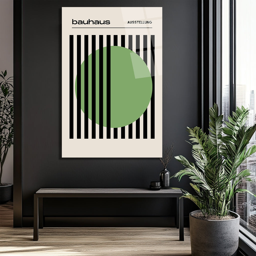 Bauhaus Yeşil Daire Modern Tasarım Cam Tablo