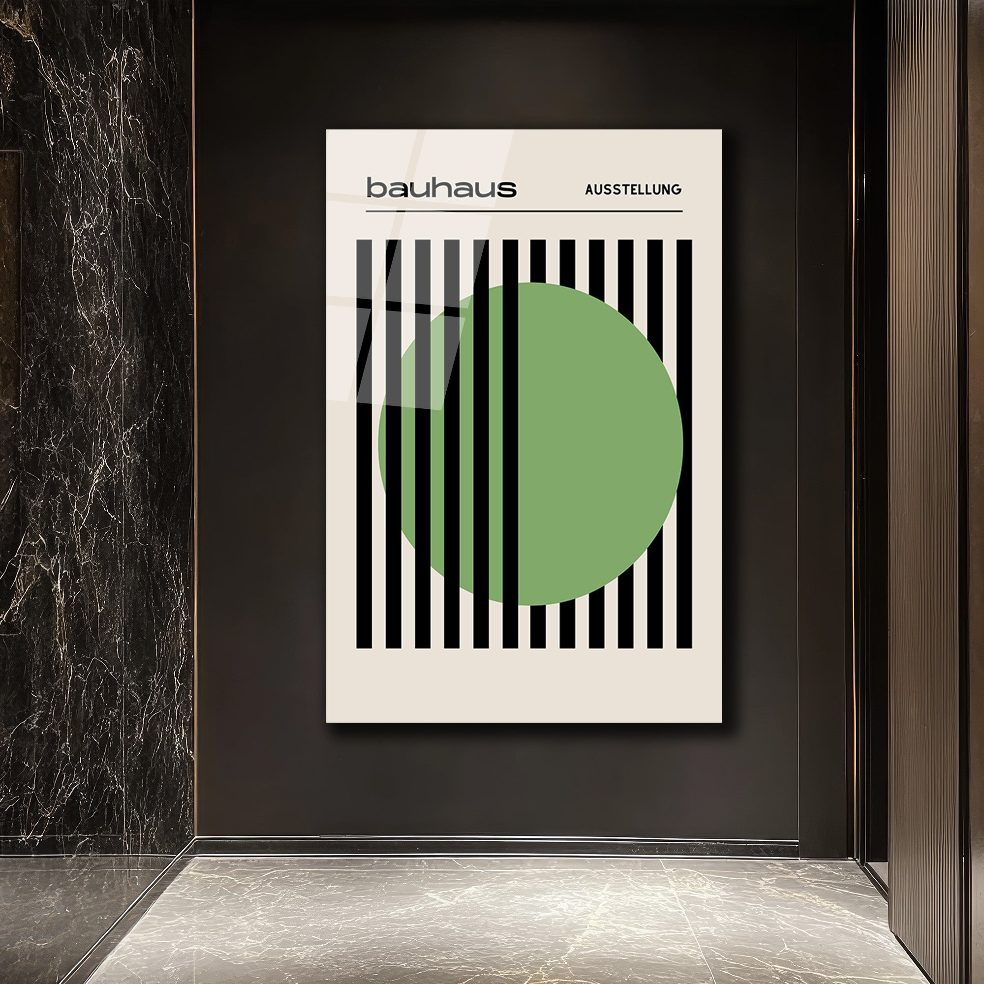Bauhaus Yeşil Daire Modern Tasarım Cam Tablo