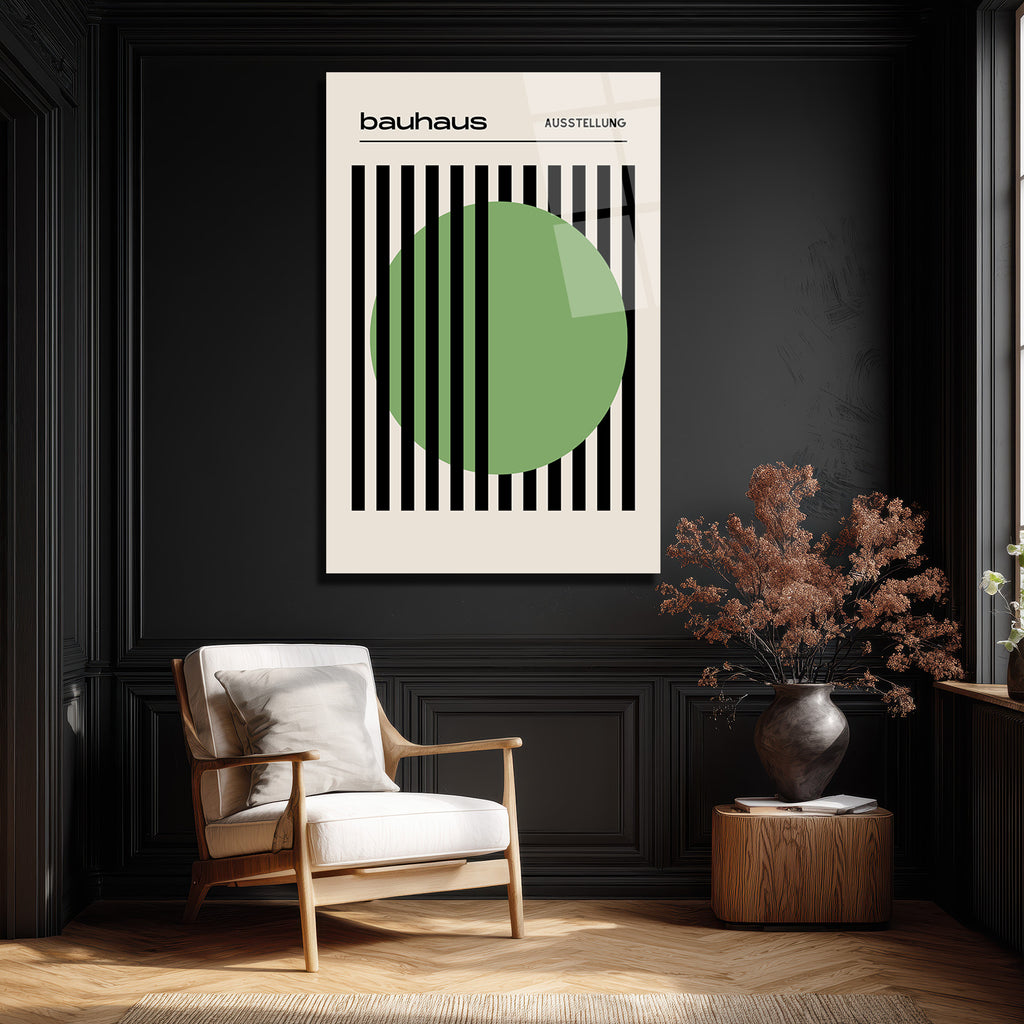 Bauhaus Yeşil Daire Modern Tasarım Cam Tablo