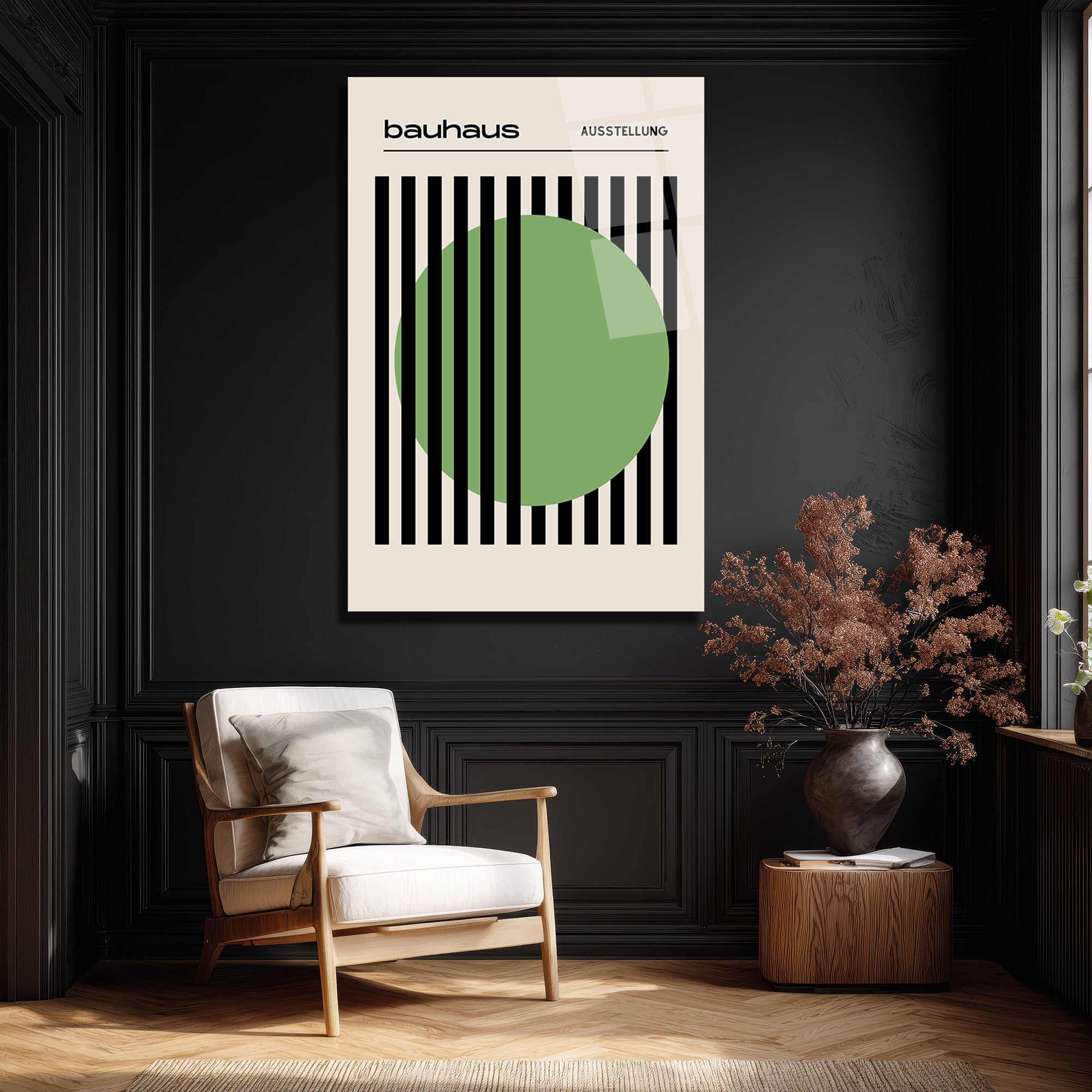 Bauhaus Yeşil Daire Modern Tasarım Cam Tablo