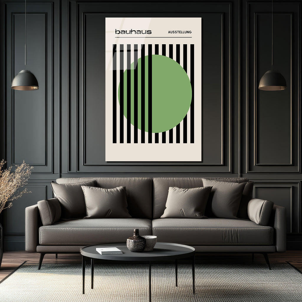 Bauhaus Yeşil Daire Modern Tasarım Cam Tablo