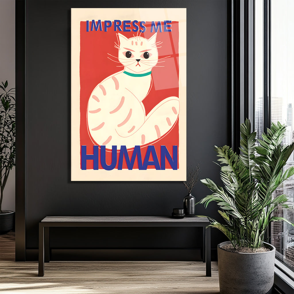 İmza Atan Kedi: 'Impress Me Human' Mizahi Cam Tablo