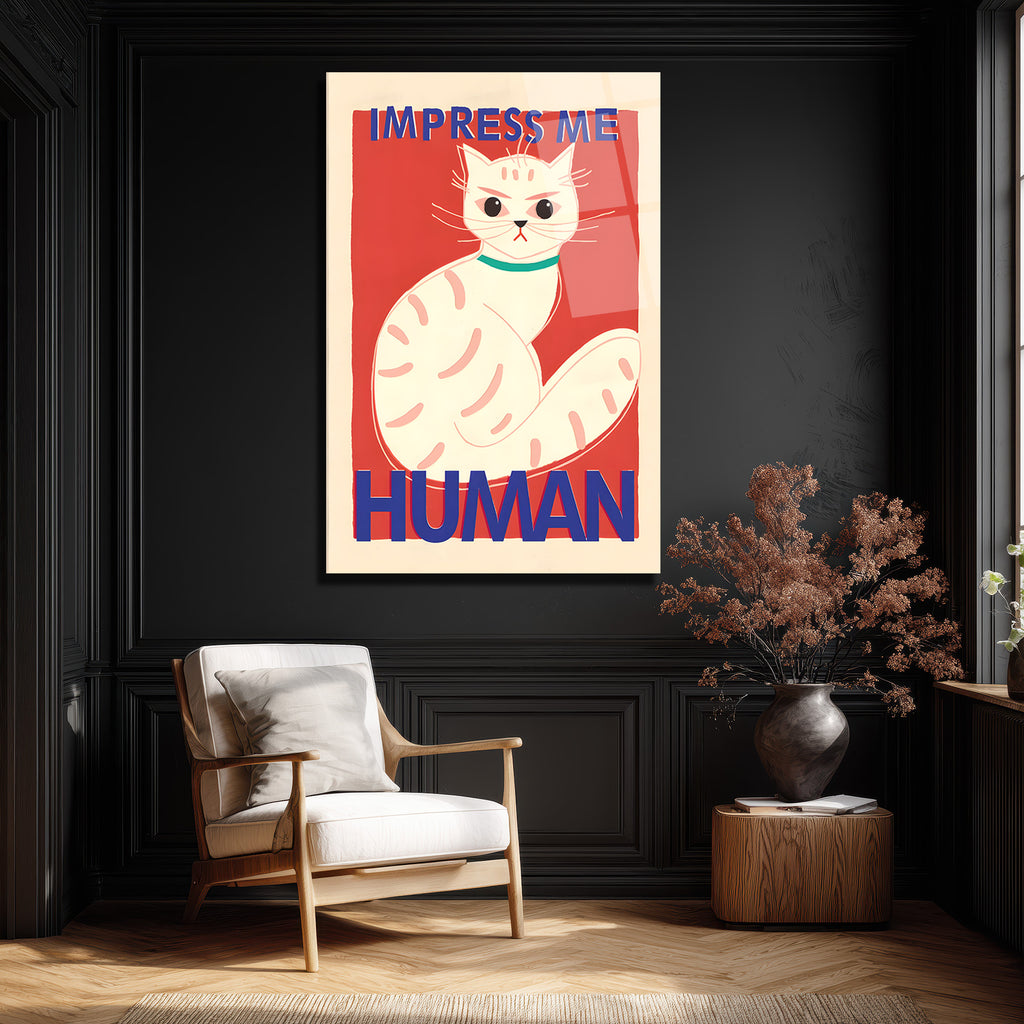 İmza Atan Kedi: 'Impress Me Human' Mizahi Cam Tablo