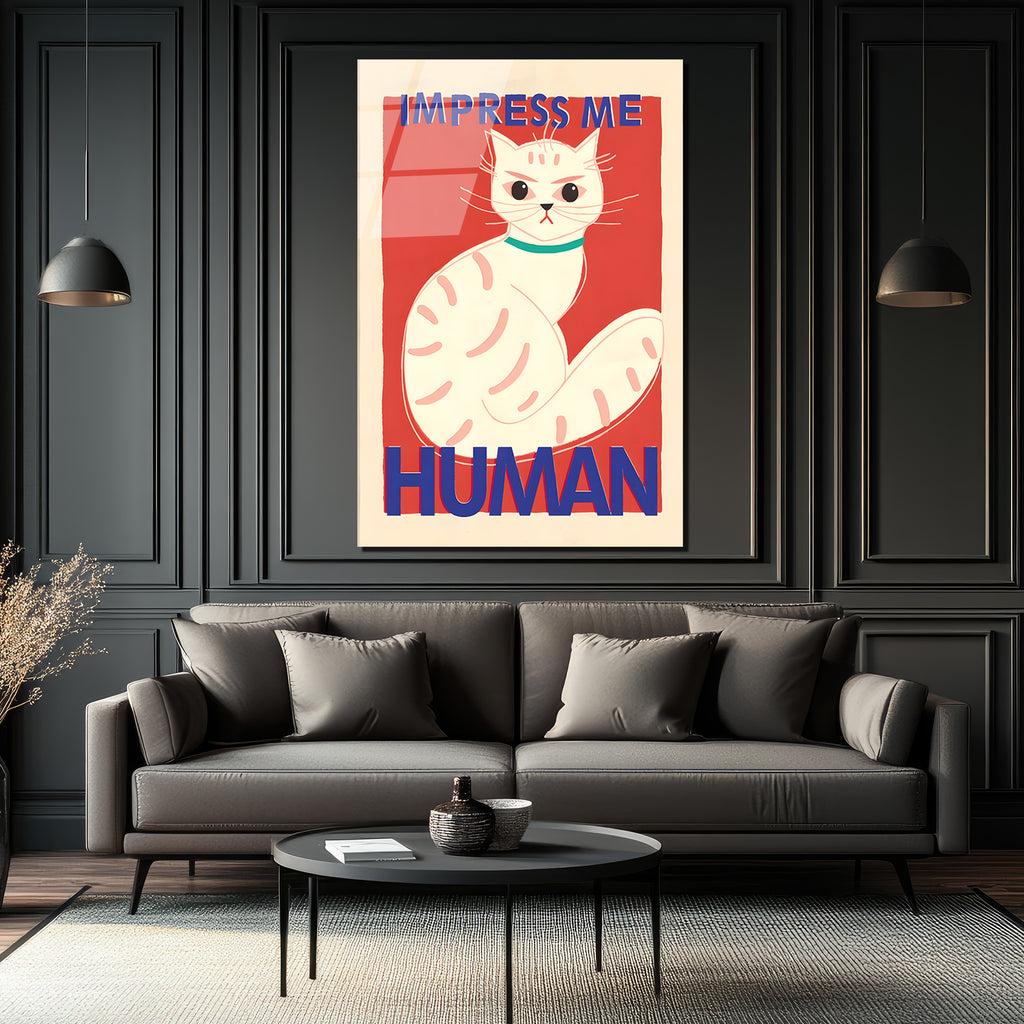 İmza Atan Kedi: 'Impress Me Human' Mizahi Cam Tablo