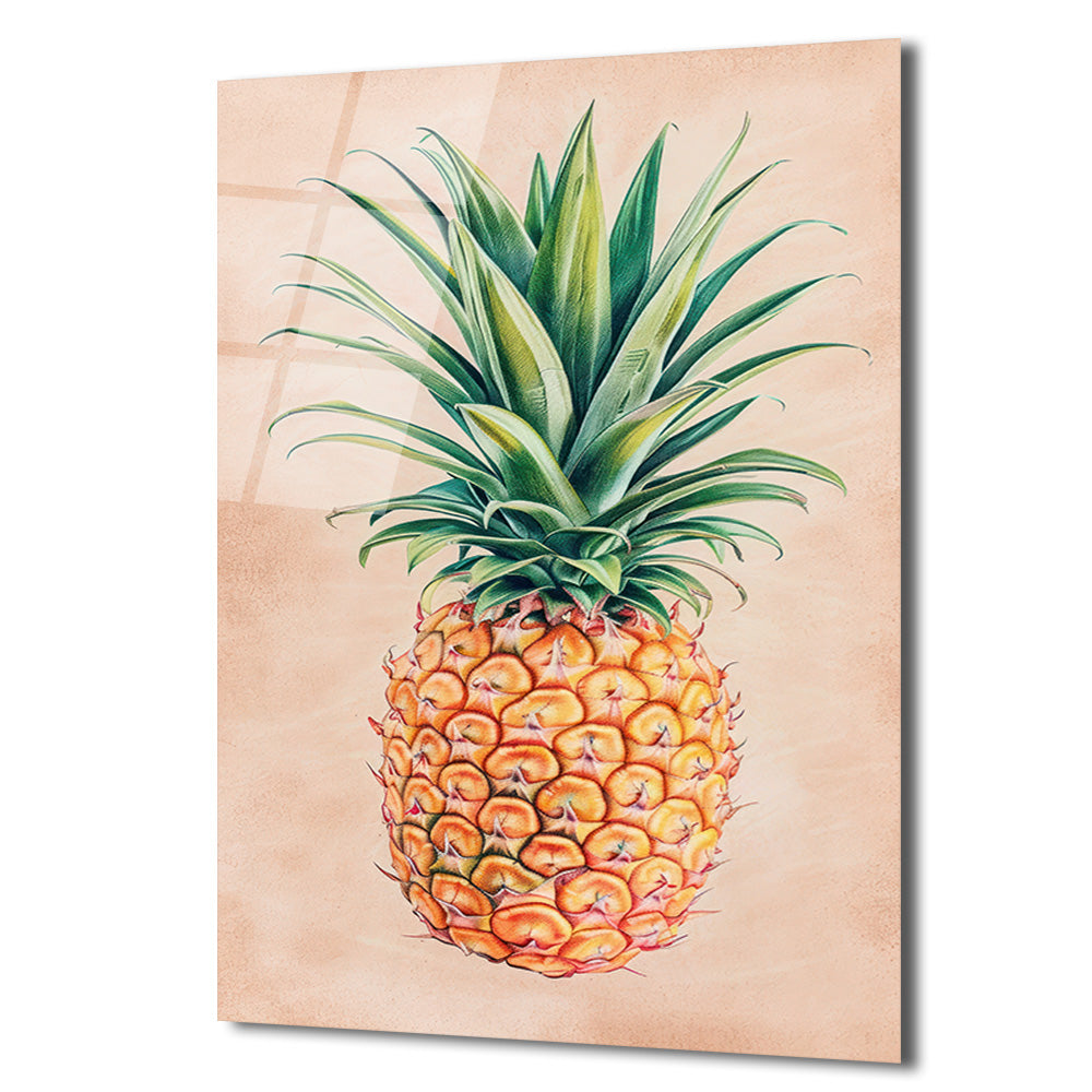 Tropikal Ananas Cam Tablo - Yaz Enerjisi Duvar Sanatı