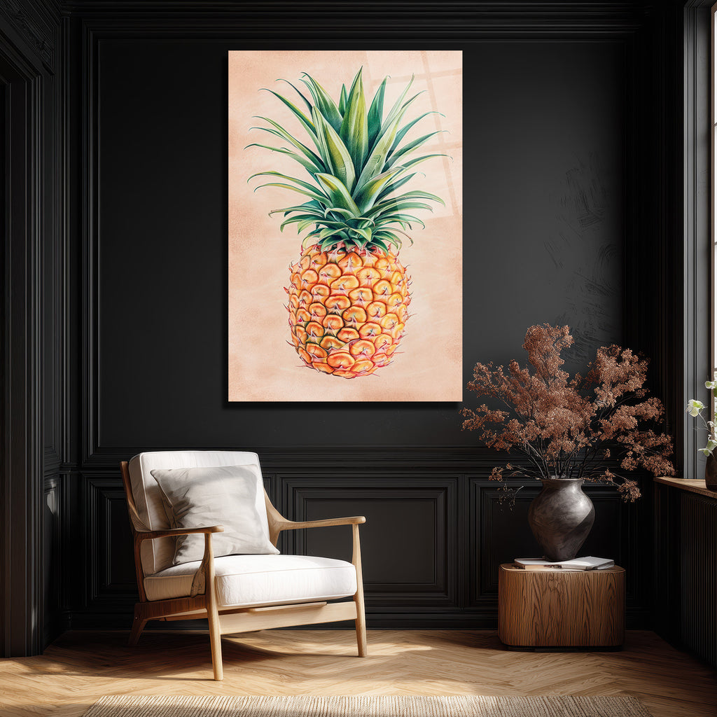 Tropikal Ananas Cam Tablo - Yaz Enerjisi Duvar Sanatı