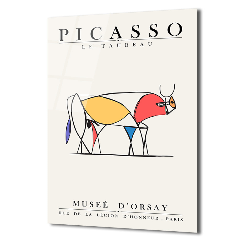 Picasso Le Taureau Soyut Boğa Sanatı Cam Tablo