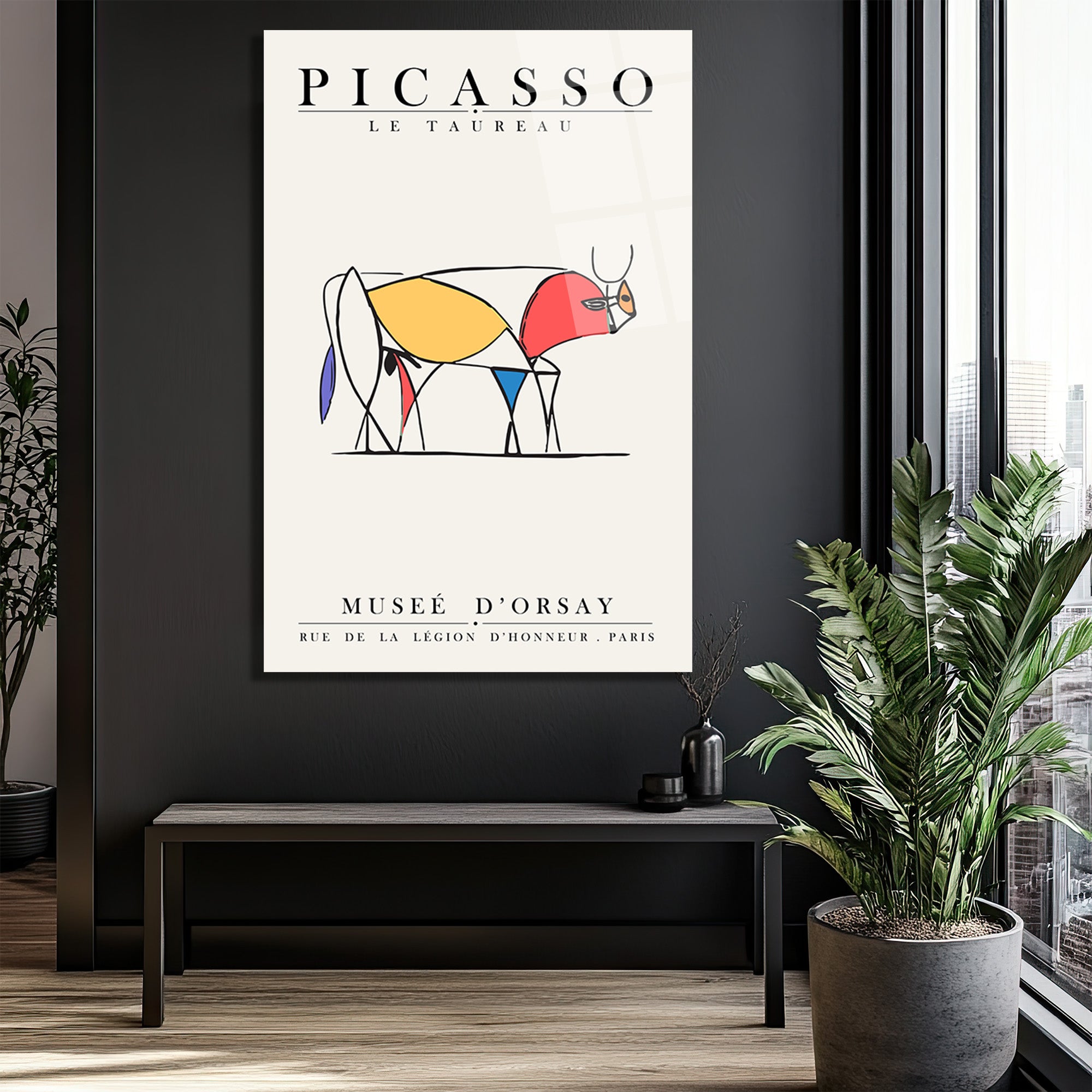 Picasso Le Taureau Soyut Boğa Sanatı Cam Tablo