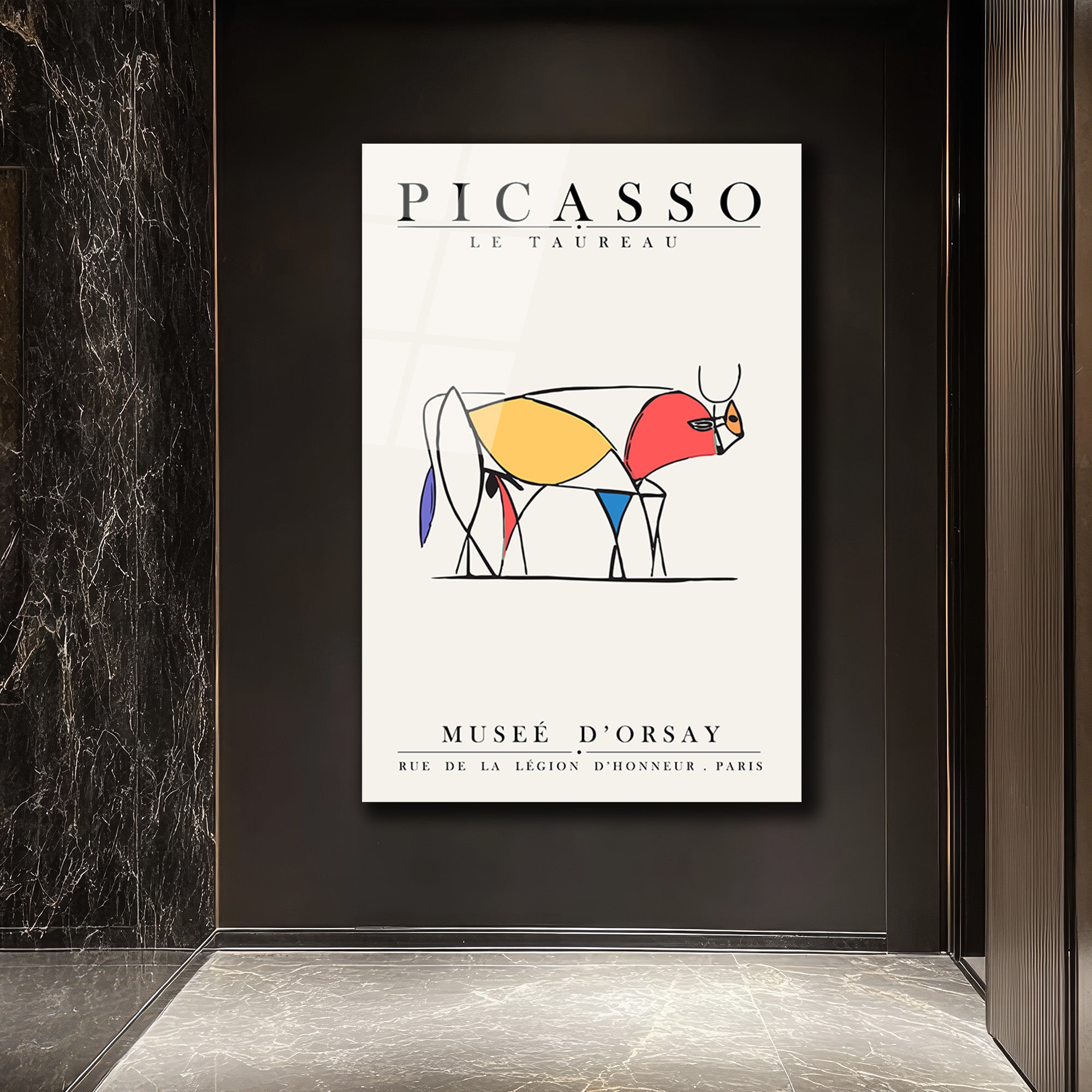 Picasso Le Taureau Soyut Boğa Sanatı Cam Tablo