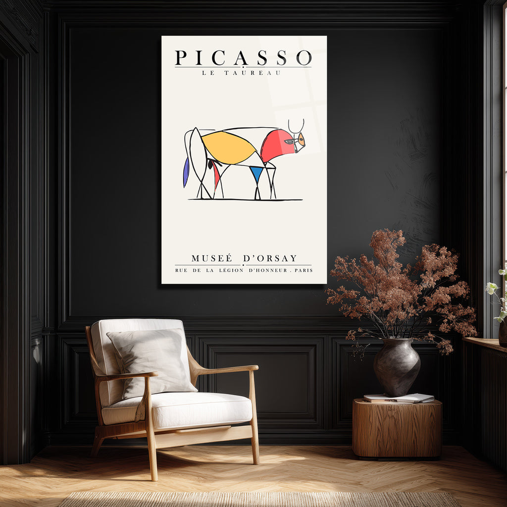Picasso Le Taureau Soyut Boğa Sanatı Cam Tablo