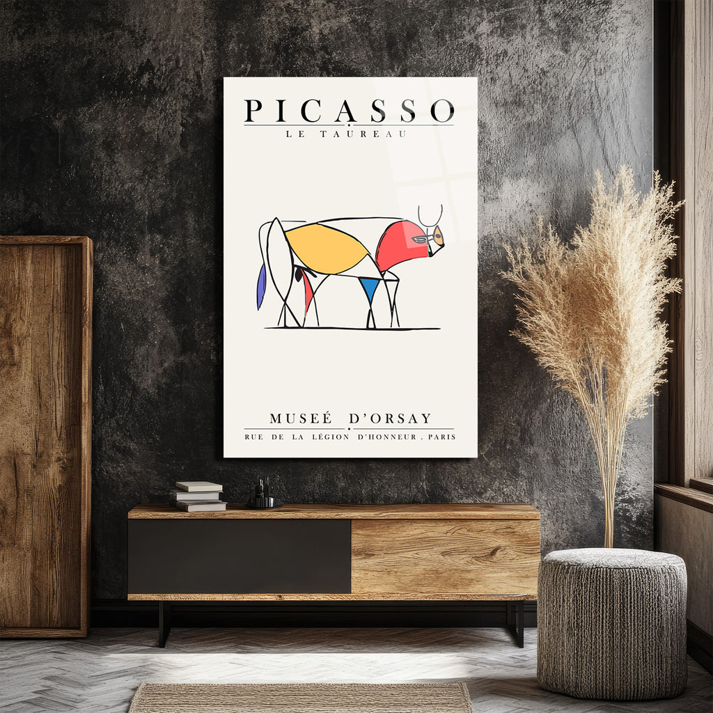 Picasso Le Taureau Soyut Boğa Sanatı Cam Tablo