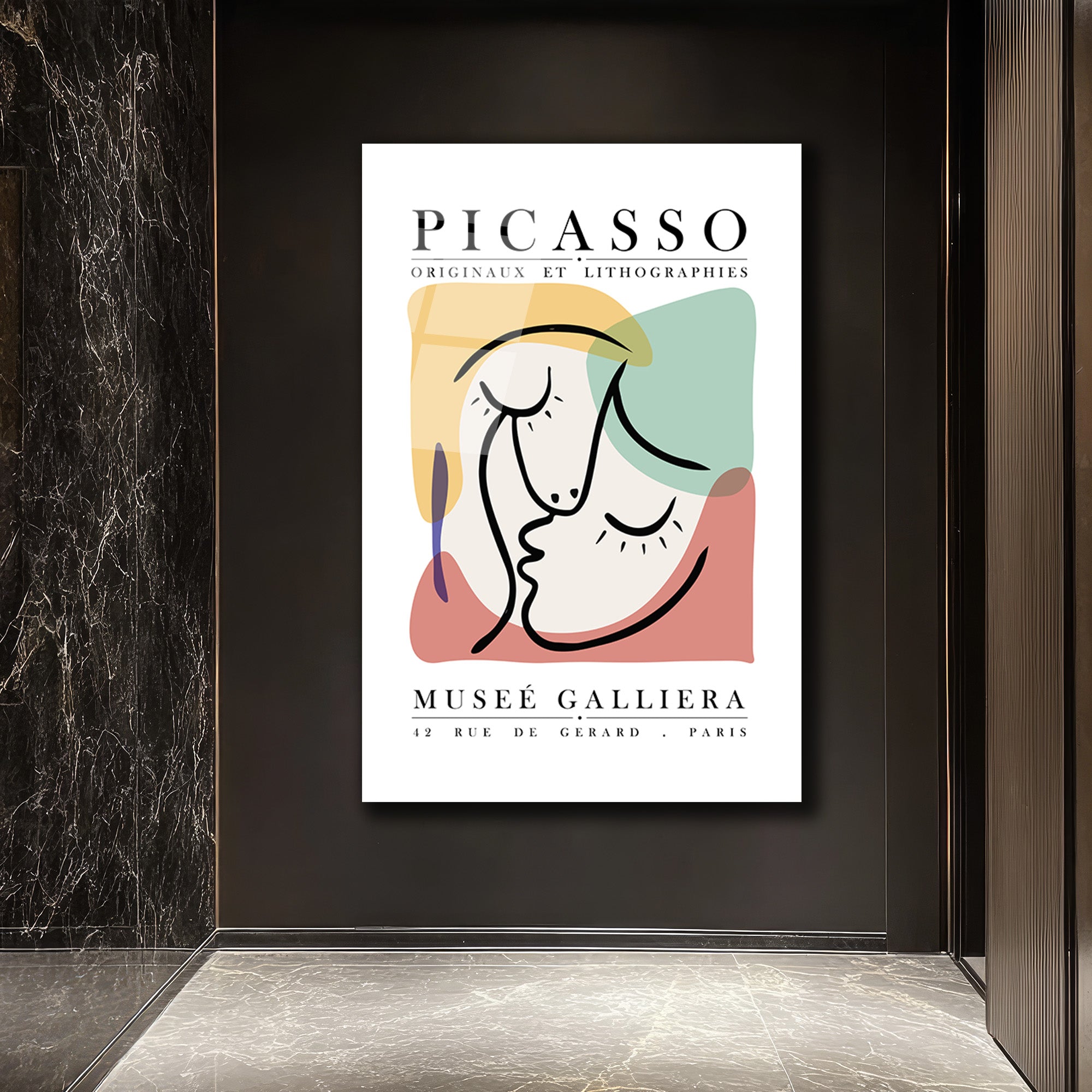 Picasso Esintili Soyut Yüzler Cam Tablo - Modern Sanat Duvar Dekoru
