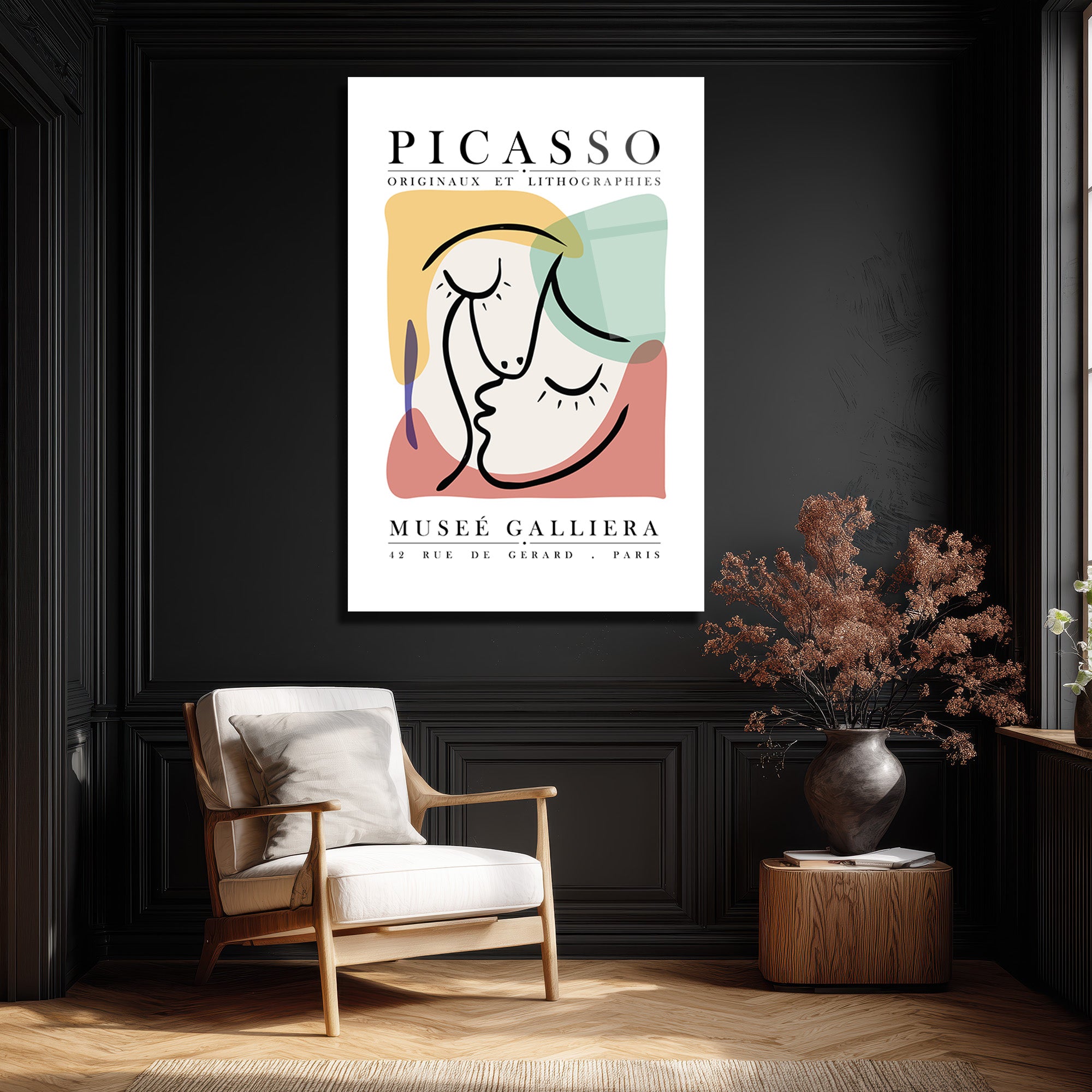 Picasso Esintili Soyut Yüzler Cam Tablo - Modern Sanat Duvar Dekoru
