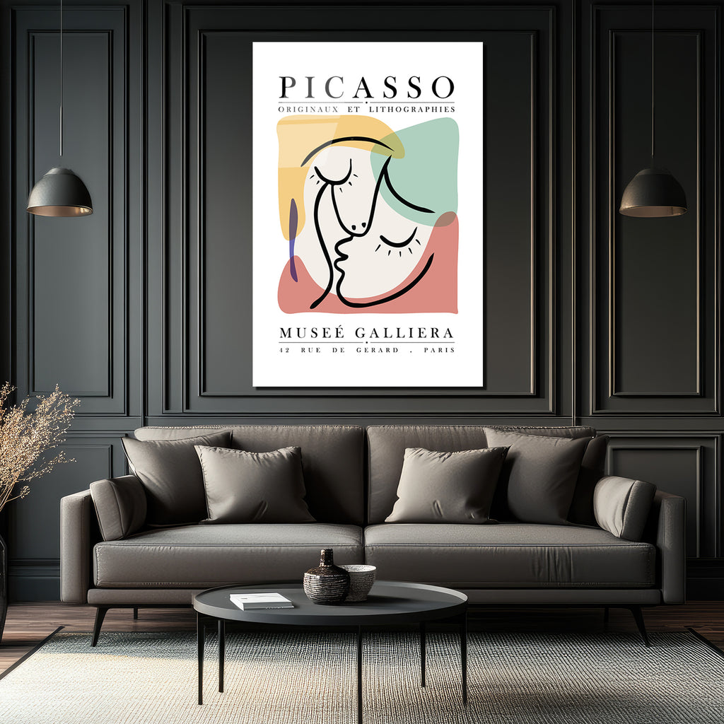 Picasso Esintili Soyut Yüzler Cam Tablo - Modern Sanat Duvar Dekoru