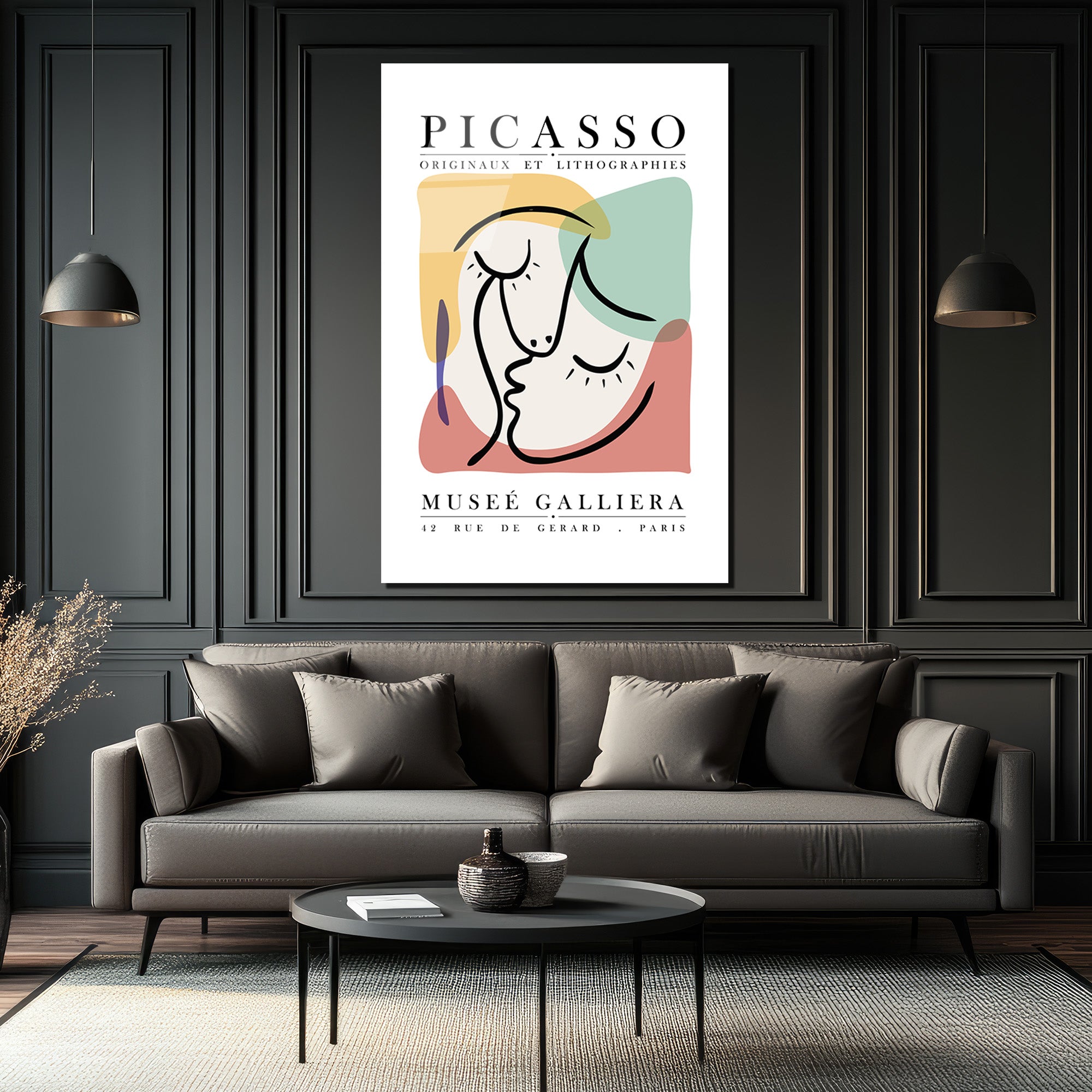 Picasso Esintili Soyut Yüzler Cam Tablo - Modern Sanat Duvar Dekoru