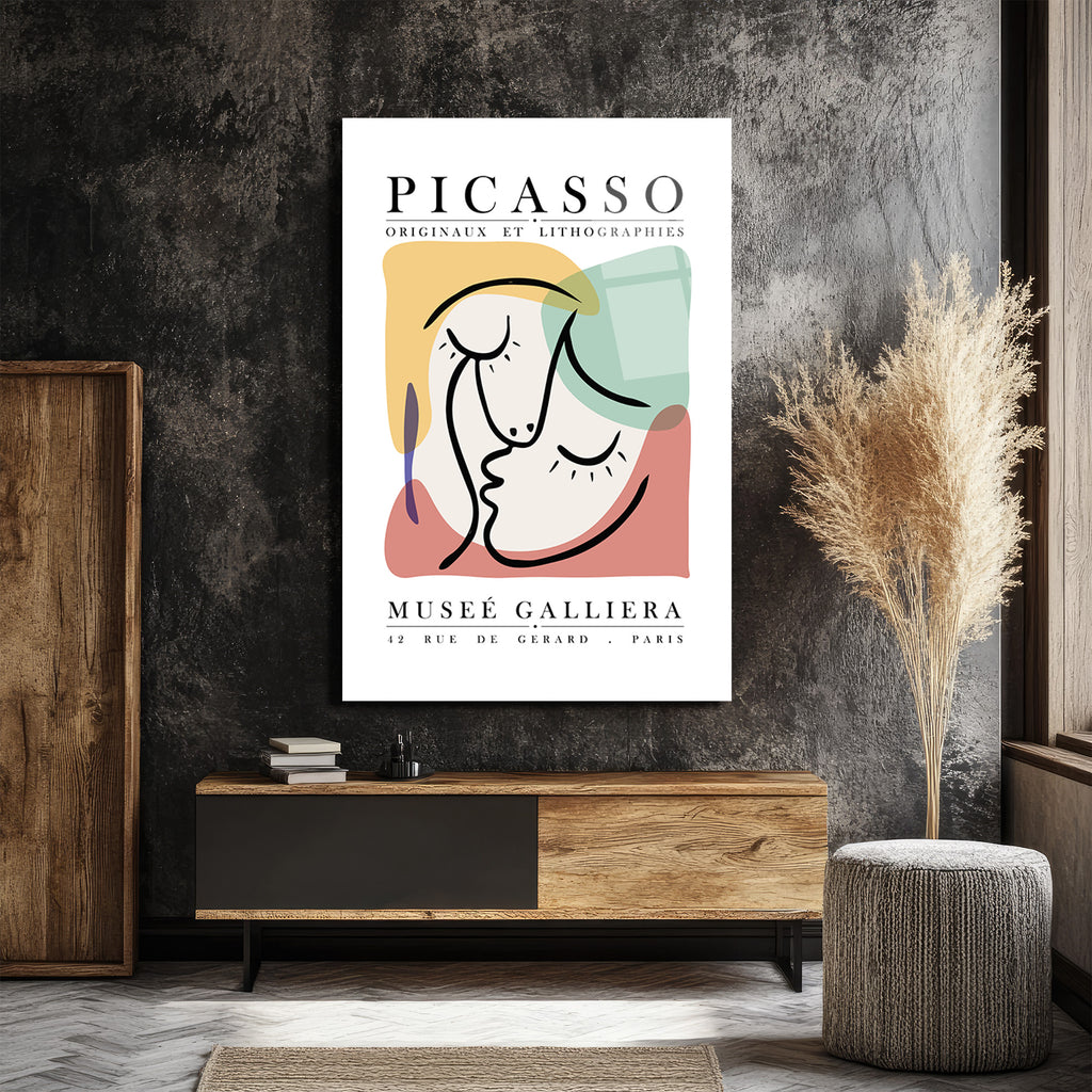 Picasso Esintili Soyut Yüzler Cam Tablo - Modern Sanat Duvar Dekoru