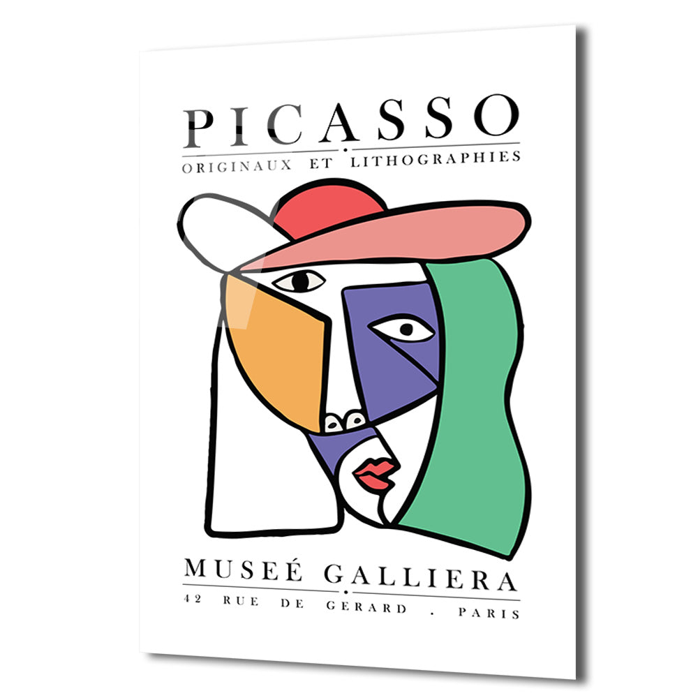 Picasso Kübist Portre Cam Tablo - Modern Sanat Duvar Dekoru
