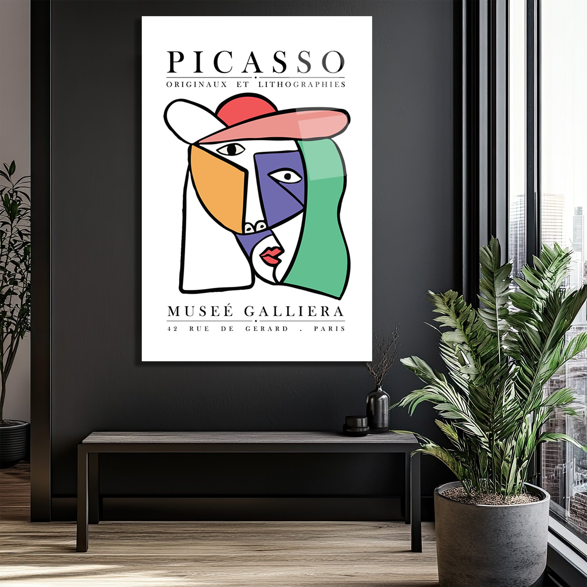 Picasso Kübist Portre Cam Tablo - Modern Sanat Duvar Dekoru