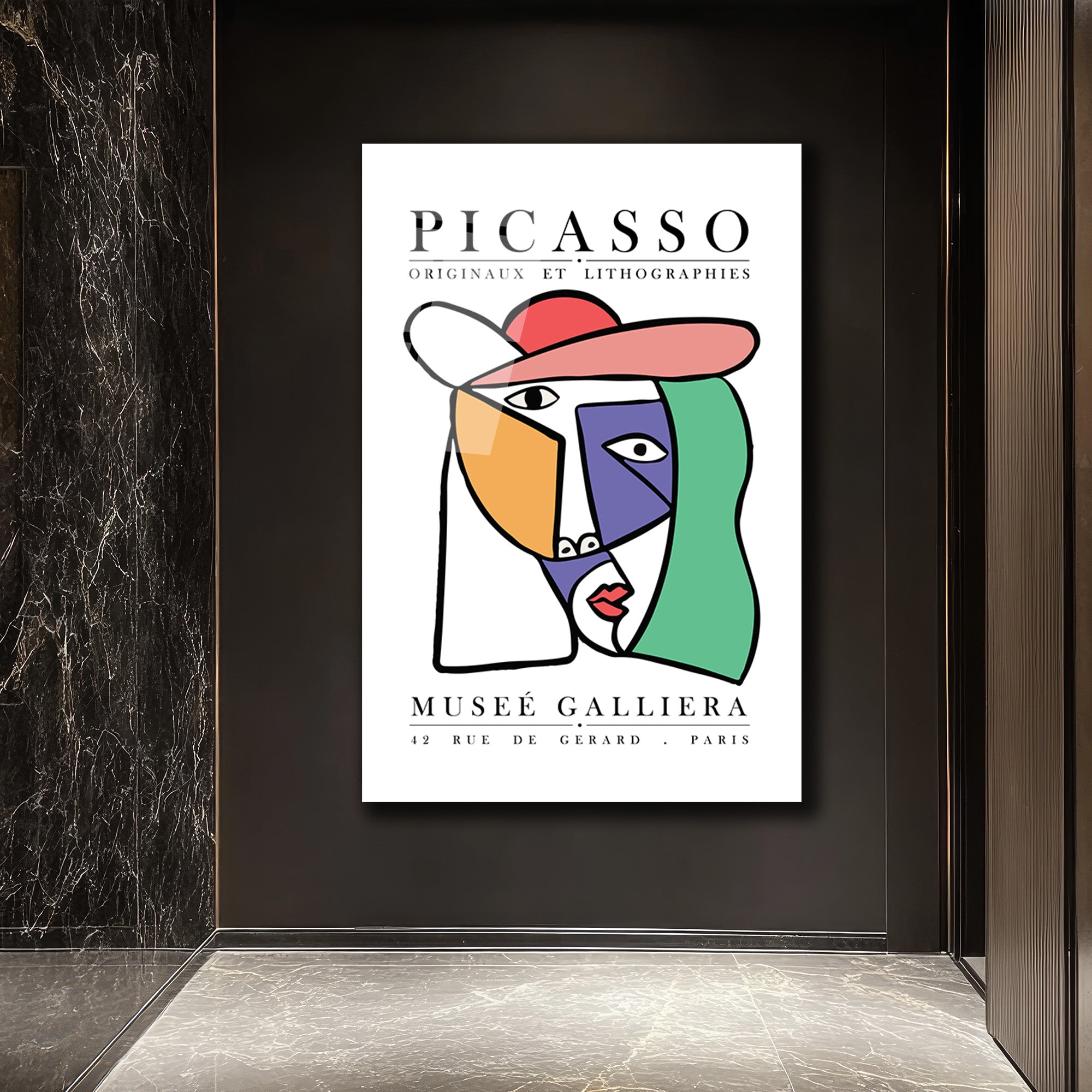 Picasso Kübist Portre Cam Tablo - Modern Sanat Duvar Dekoru