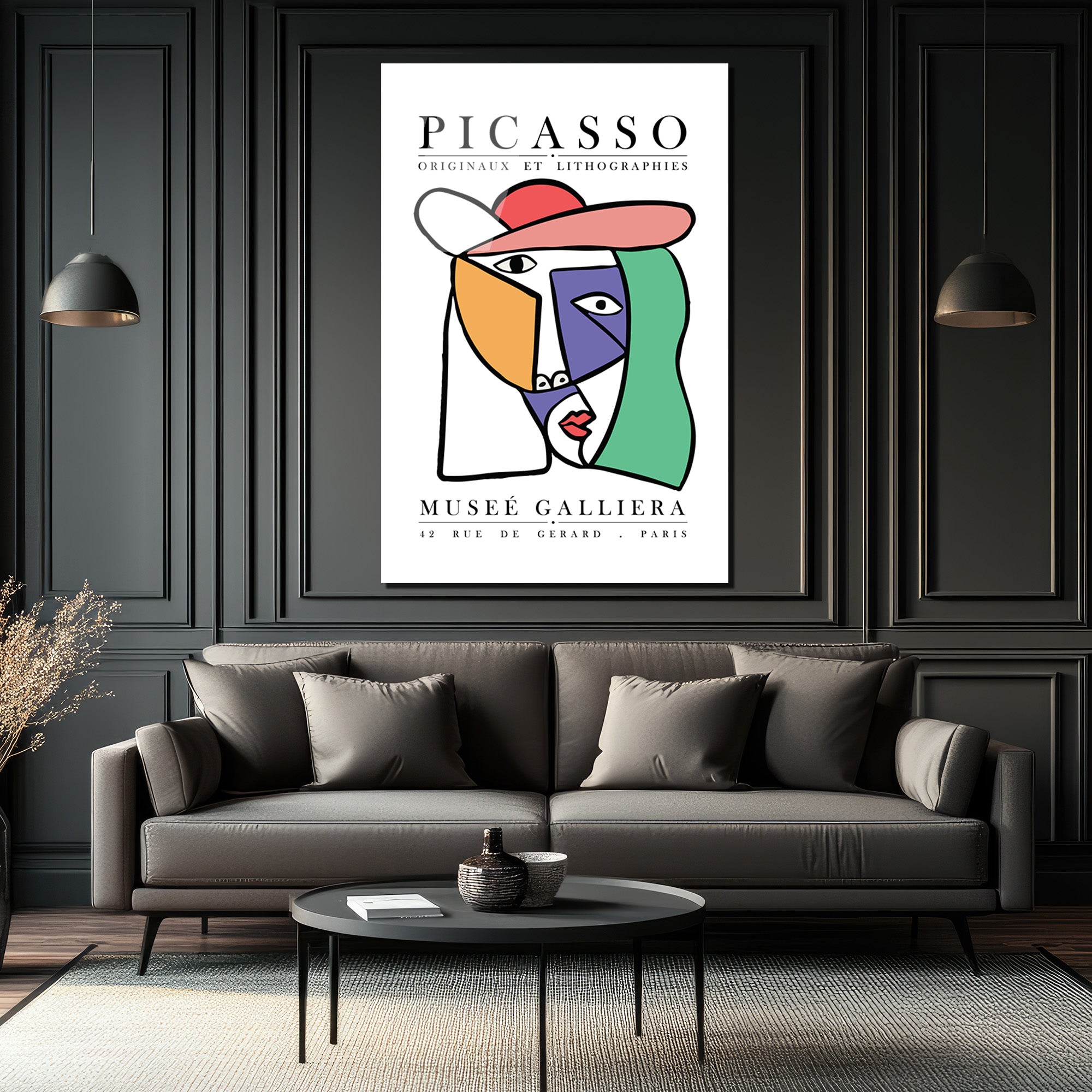 Picasso Kübist Portre Cam Tablo - Modern Sanat Duvar Dekoru