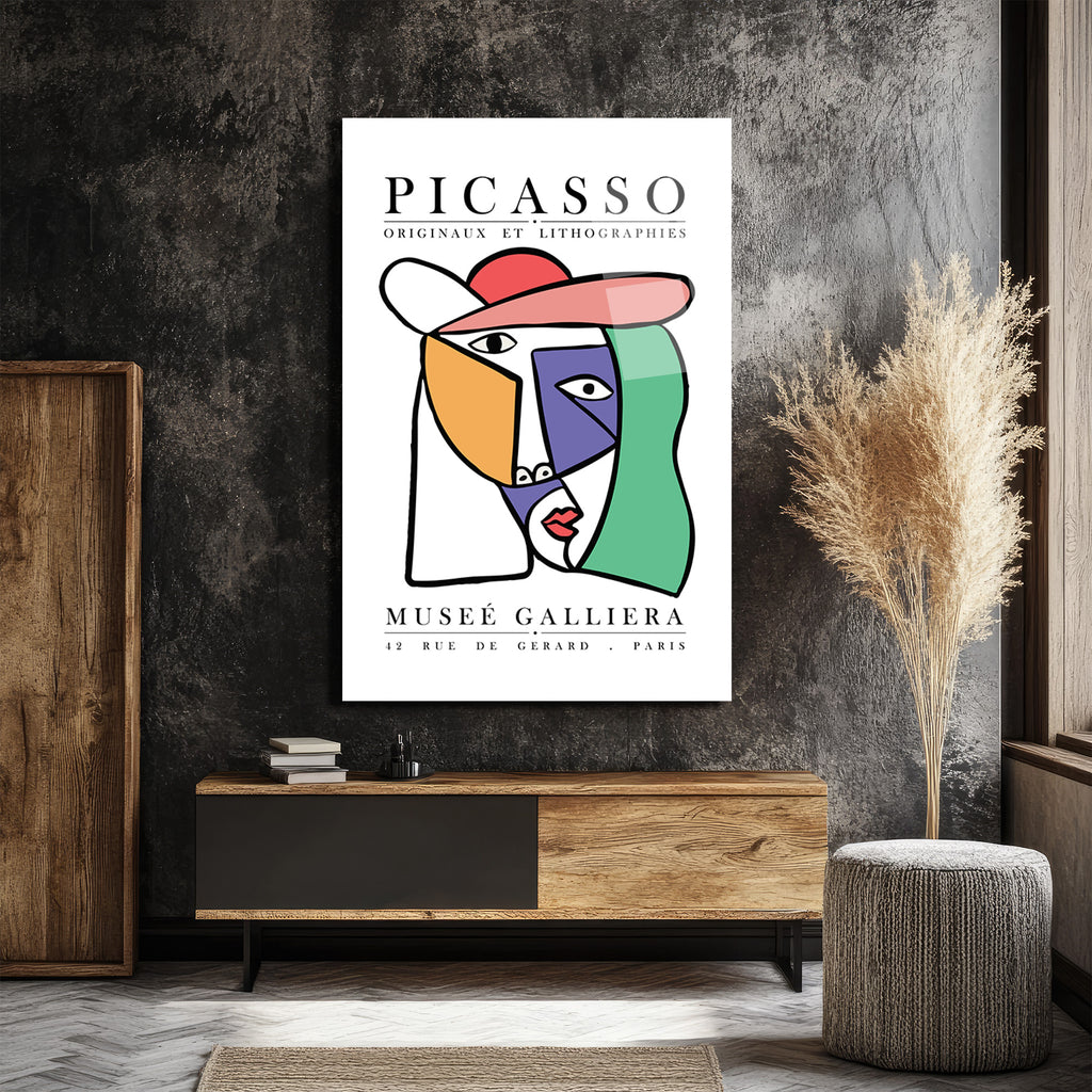 Picasso Kübist Portre Cam Tablo - Modern Sanat Duvar Dekoru