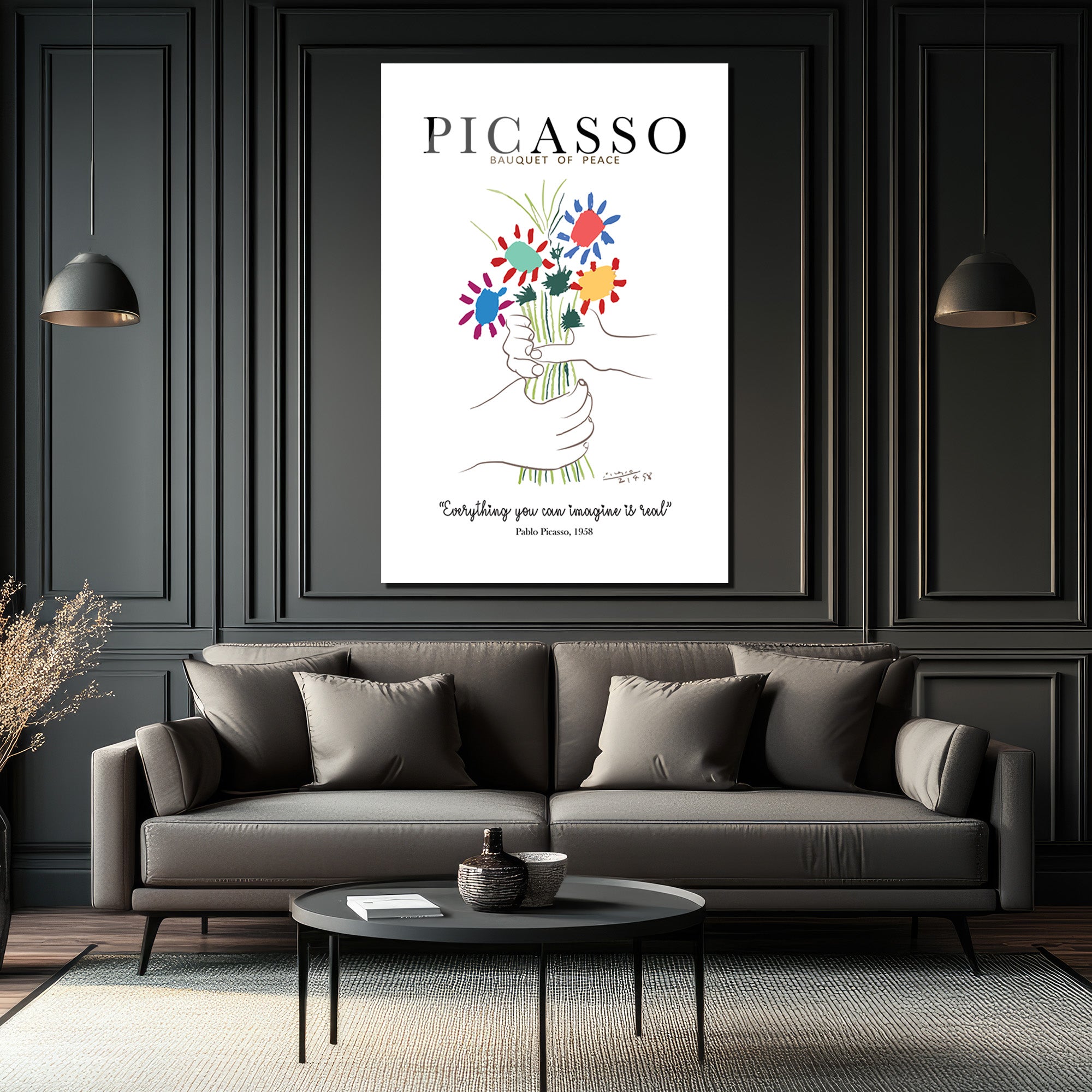 Picasso Barış Buketi Cam Tablo - Sanat ve İlhamın Buluştuğu Nokta