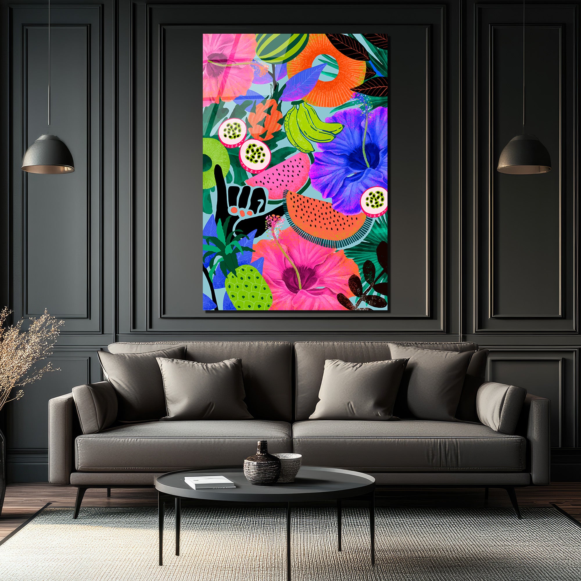Vahşi Tropik Enerji Modern Sanat Cam Tablo