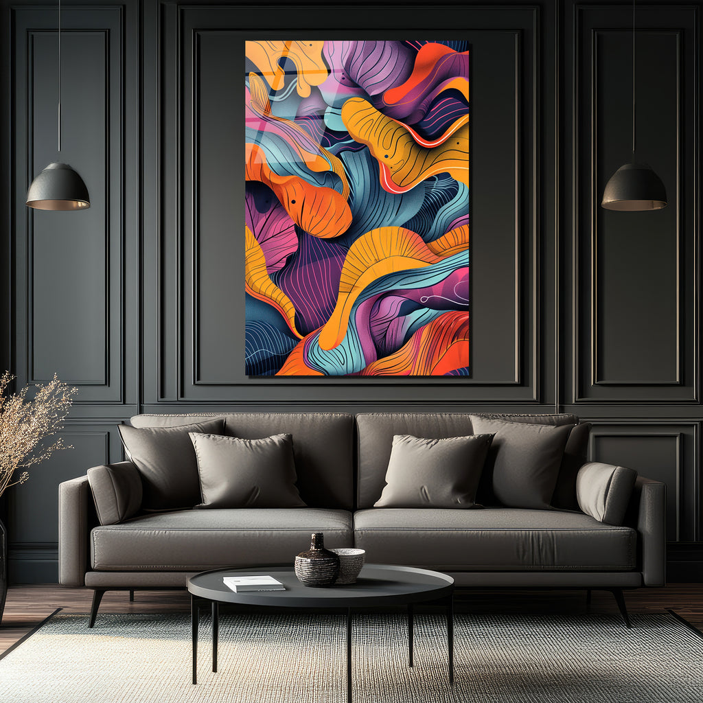 Canlı Akışkan Desenler Modern Cam Tablo