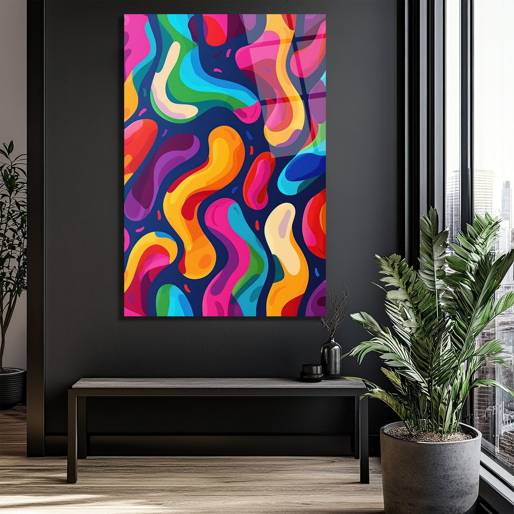 Dinamik Renk Akışı Modern Sanat Cam Tablo