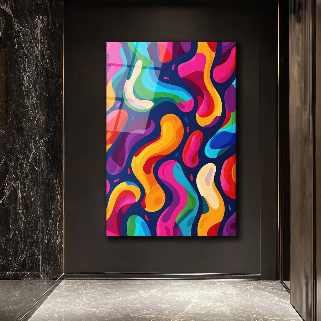 Dinamik Renk Akışı Modern Sanat Cam Tablo