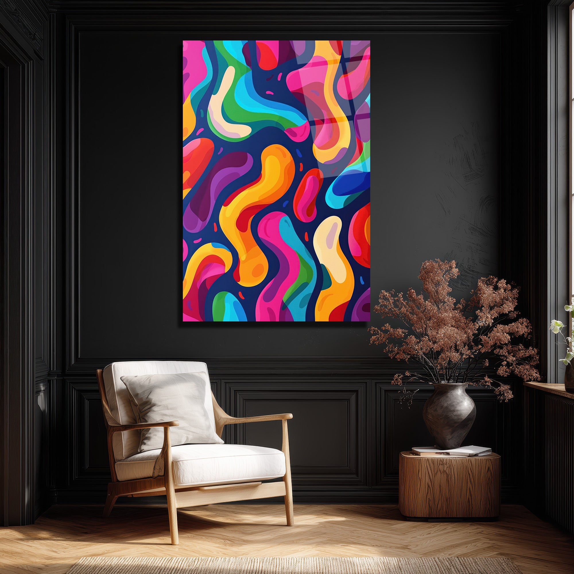 Dinamik Renk Akışı Modern Sanat Cam Tablo