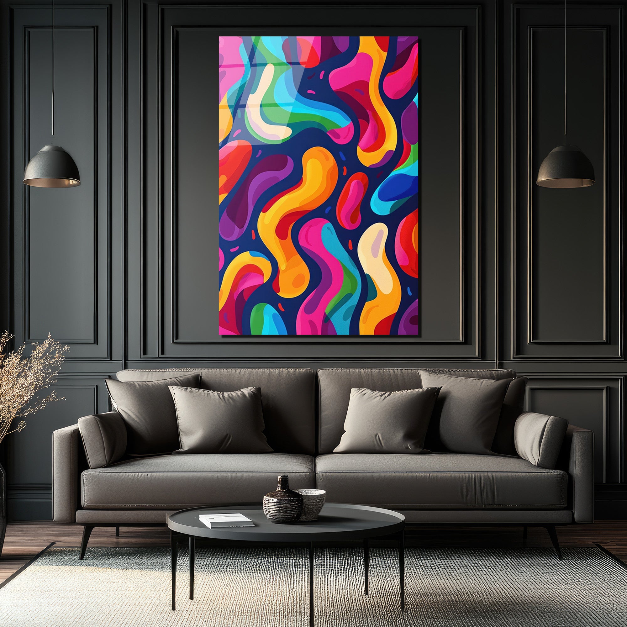 Dinamik Renk Akışı Modern Sanat Cam Tablo