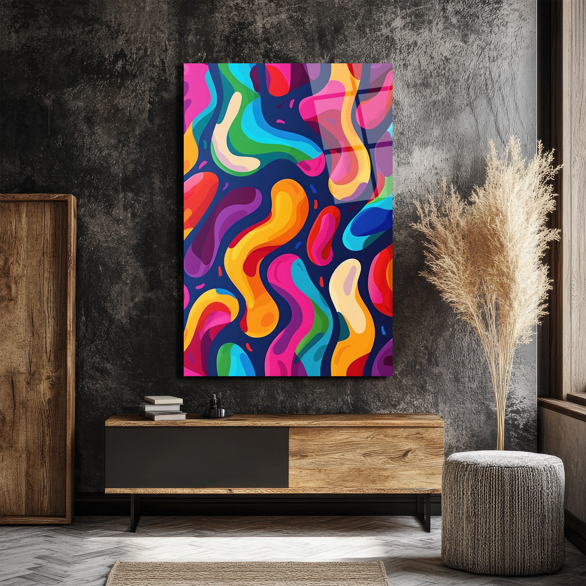 Dinamik Renk Akışı Modern Sanat Cam Tablo