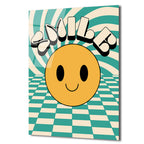 Retro Smiley Yüz ve Optik İllüzyonlu Smile Cam Tablo