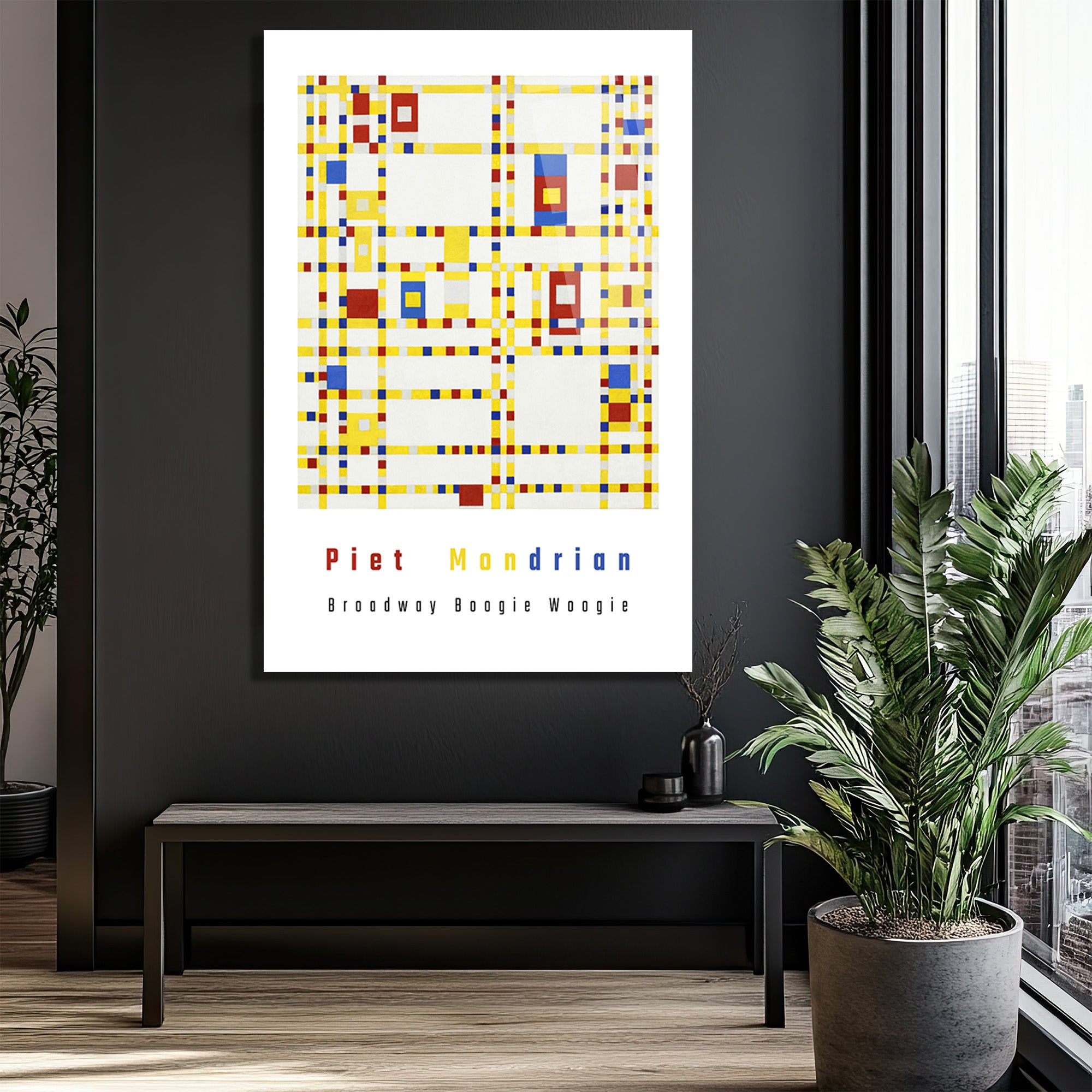 Piet Mondrian Broadway Boogie Woogie Modern Sanat Cam Tablo