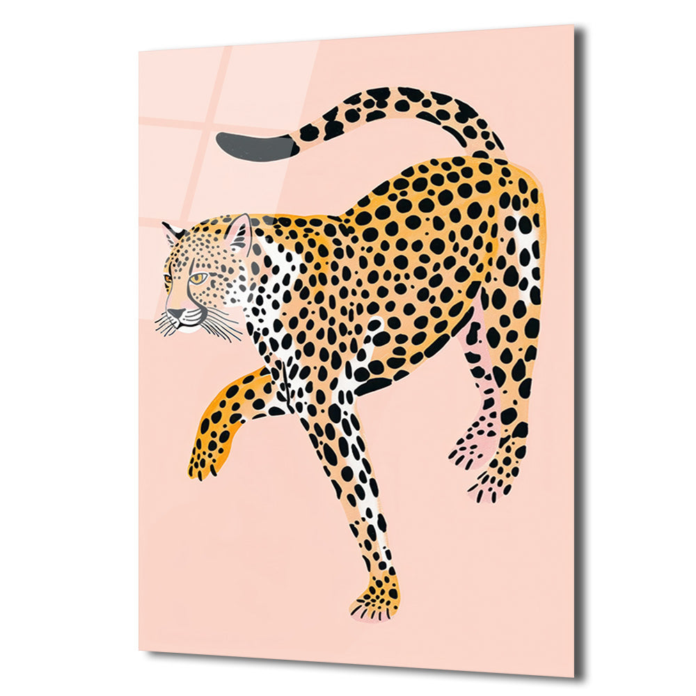 Egzotik Leopar Zarafeti: Modern Sanat Cam Tablo