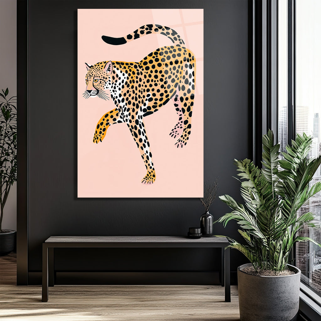 Egzotik Leopar Zarafeti: Modern Sanat Cam Tablo