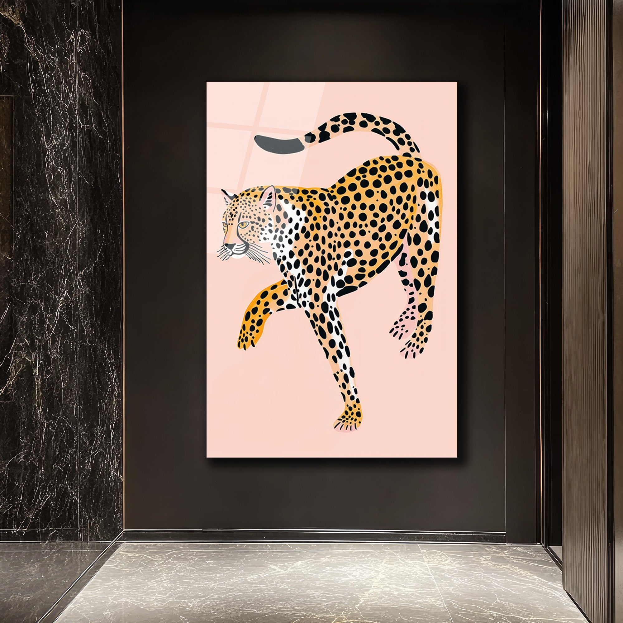 Egzotik Leopar Zarafeti: Modern Sanat Cam Tablo