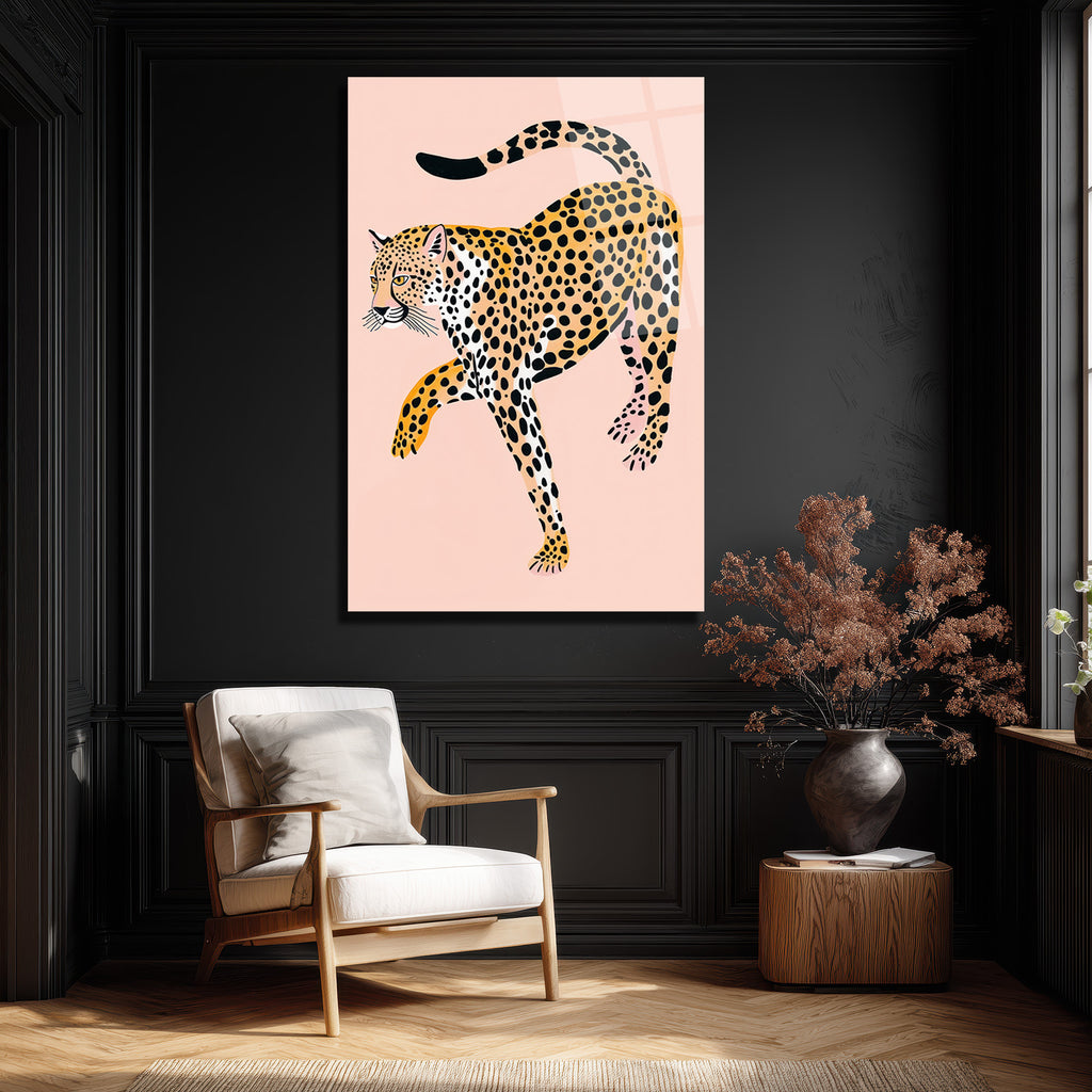 Egzotik Leopar Zarafeti: Modern Sanat Cam Tablo