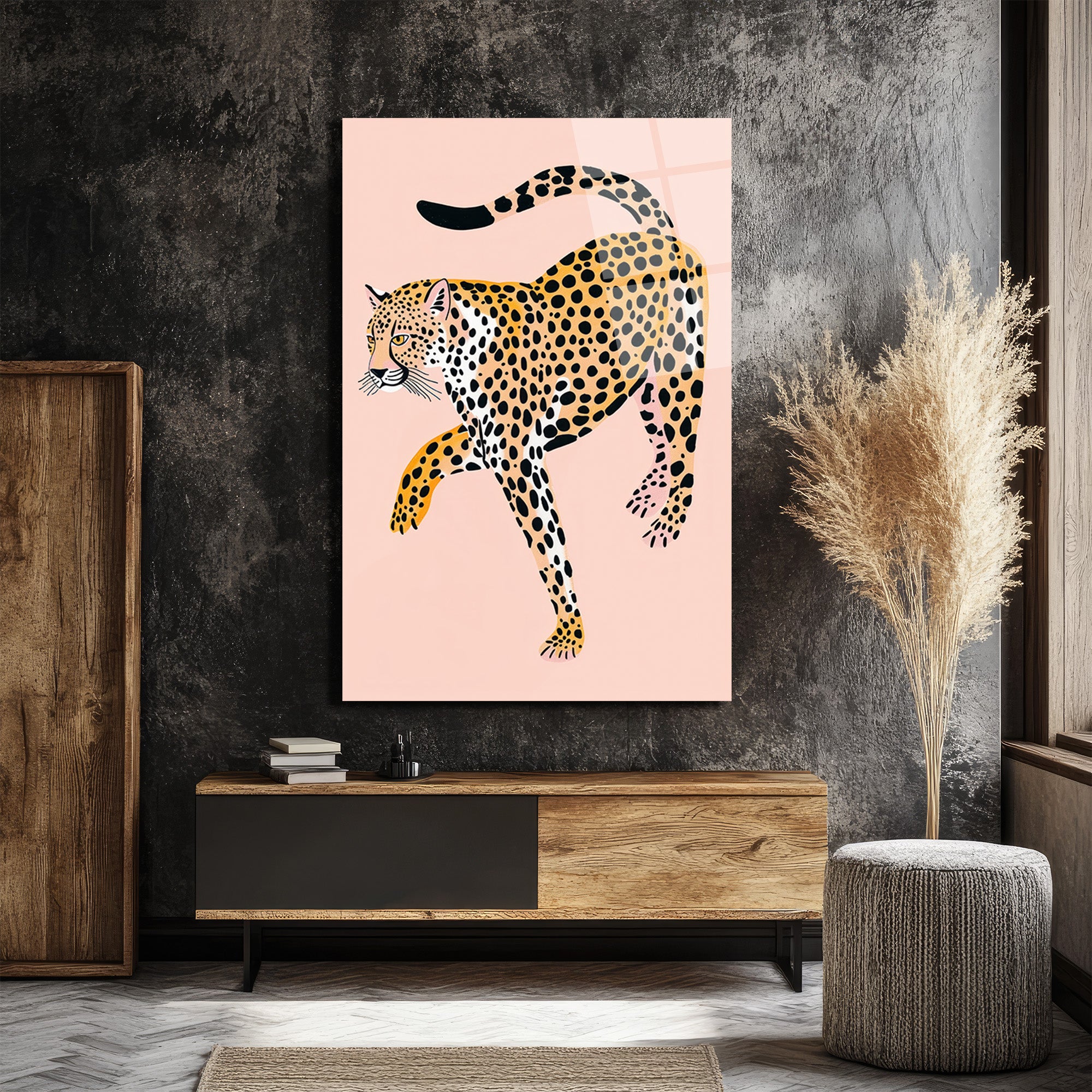 Egzotik Leopar Zarafeti: Modern Sanat Cam Tablo