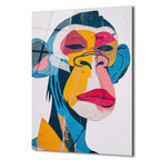 Canlı Renklerle Pop Art Maymun Cam Tablo