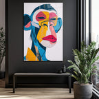 Canlı Renklerle Pop Art Maymun Cam Tablo