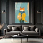 Sevimli Postacı Kedi Modern Sanat Cam Tablo