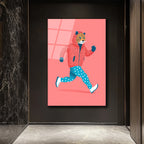 Koşan Leopar Figürlü Modern Cam Tablo
